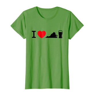 I Love Virginia Beer Shirt Womens Light Blue