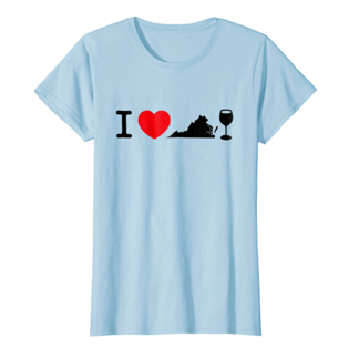 I Love Virginia Wine Womens Blue Shirt
